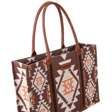 Load image into Gallery viewer, Wrangler Southwestern Pattern Dual Sided Print Canvas Wide Tote Coffee