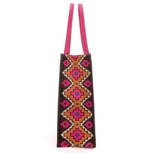 Load image into Gallery viewer, Wrangler Southwestern Pattern Dual Sided Print Canvas Wide Tote Hot Pink