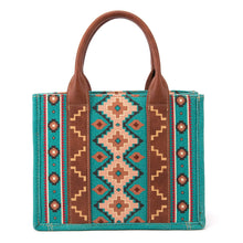 Load image into Gallery viewer, Wrangler Southwestern Print Small Canvas Tote/Crossbody - Turquoise