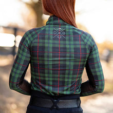 Load image into Gallery viewer, Dapplebay Holiday Plaid 1/4 Zip Light Riding Top-GREEN