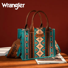 Load image into Gallery viewer, Wrangler Southwestern Print Small Canvas Tote/Crossbody - Turquoise