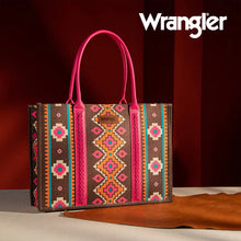 Load image into Gallery viewer, Wrangler Southwestern Pattern Dual Sided Print Canvas Wide Tote Hot Pink