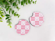 Load image into Gallery viewer, Checkered Equestrian Neoprene Car Coasters – Set of 2