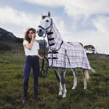 Load image into Gallery viewer, Horze Defender Combo Fly Sheet - Checks Print Navy