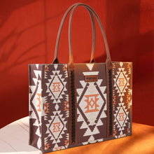 Load image into Gallery viewer, Wrangler Southwestern Pattern Dual Sided Print Canvas Wide Tote Coffee