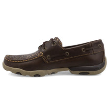 Load image into Gallery viewer, Twisted X Women's Boat Shoe Driving Moc-Brown Embossed Flower