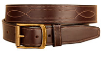 Load image into Gallery viewer, Tory Nameplate Repeated Stitch Bridle Leather Belt 1.5" 2635