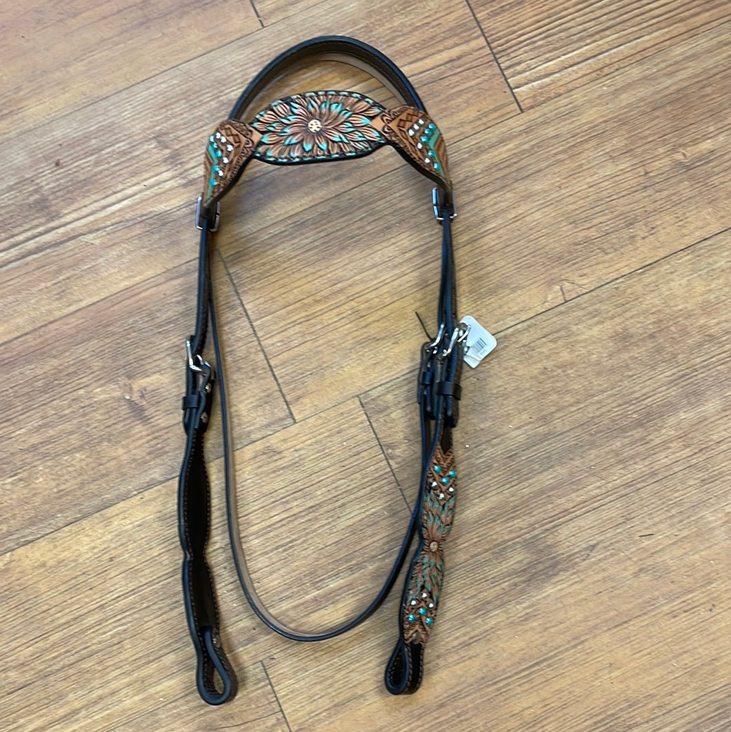 Rodeo Drive Turquoise Floral Headstall