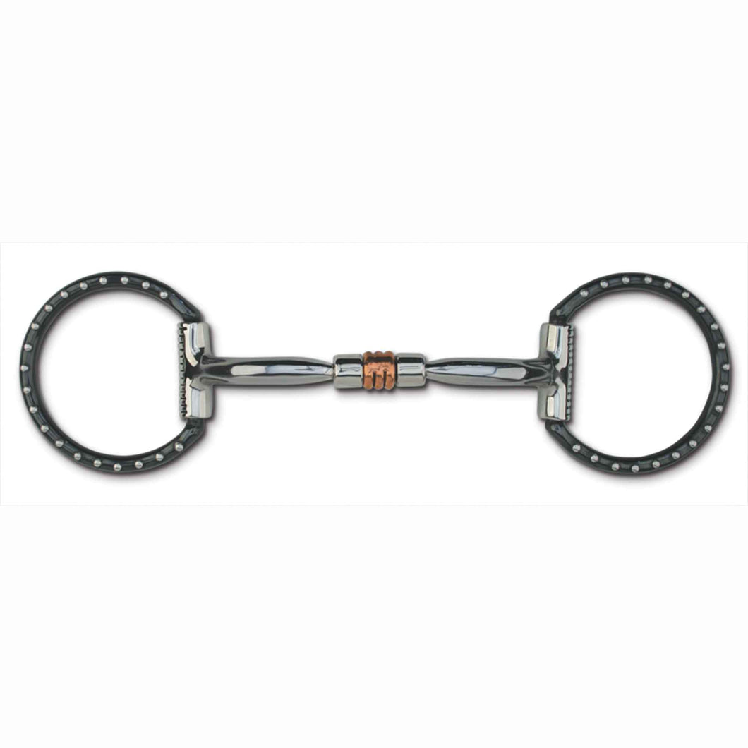 Black Steel Western Dee with Comfort Snaffle with Copper Roller MB 03