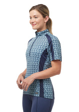 Load image into Gallery viewer, Kerrits Cool Alignment Ice Fil® Short Sleeve Riding Shirt- Atlantic Sky Horsetails
