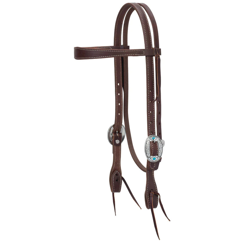WORKING TACK HEADSTALLS WITH DESIGNER BUCKLES- Tuquoise