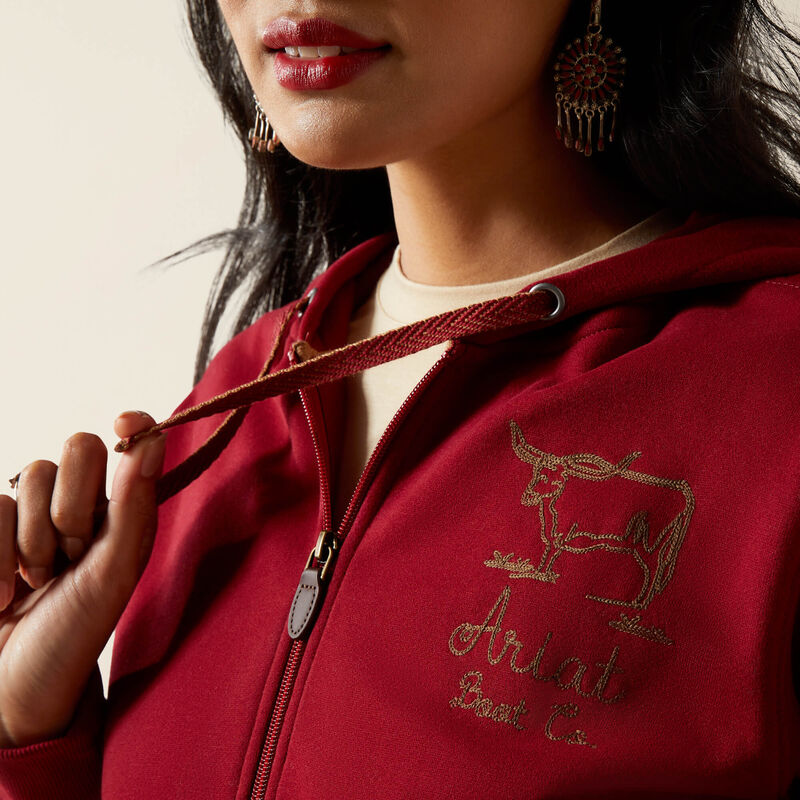 Ariat Stitched Full Zip Hoodie - Biking Red