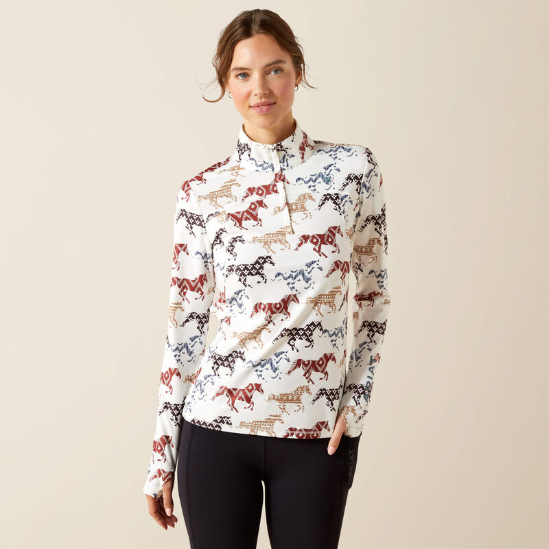 Ariat Lowell 3.0 1/4 Zip Baselayer - PAINTED PONIES PRINT
