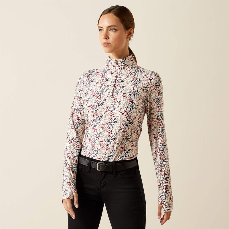 Ariat Lowell 3.0 1/4 Zip Baselayer - LEAFY PRINT