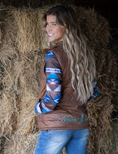 Load image into Gallery viewer, Cowgirl Tough Vest (Brown Mid-weight faux leather with turquoise thread)
