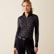 Load image into Gallery viewer, Ariat Lunaveil 1/2 Zip Baselayer - BLACK FRENCH LINK PRINT

