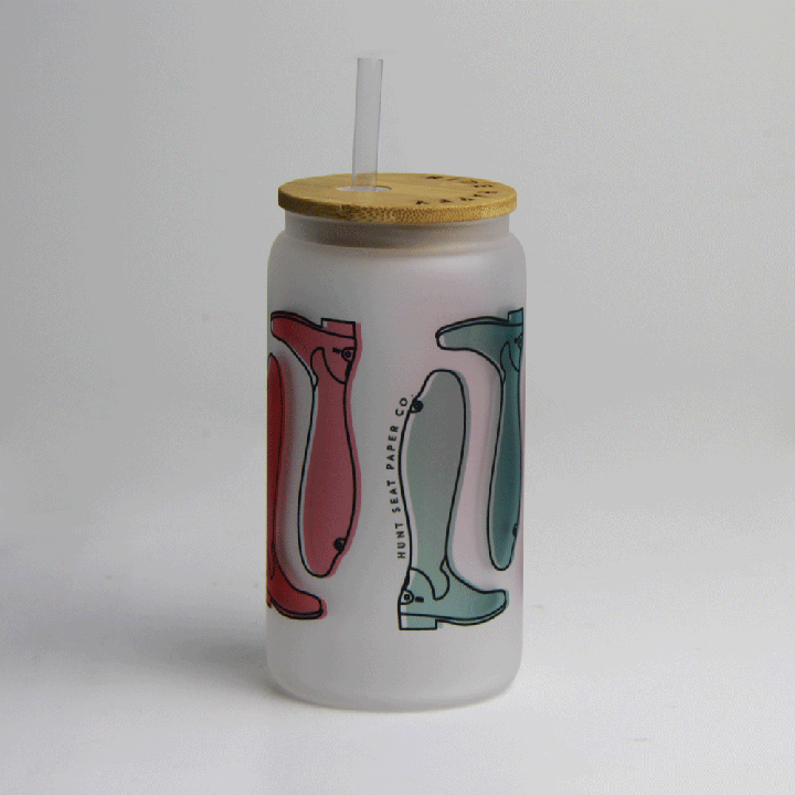 Tall Boot Glass Tumbler with Bamboo Lid and Straw