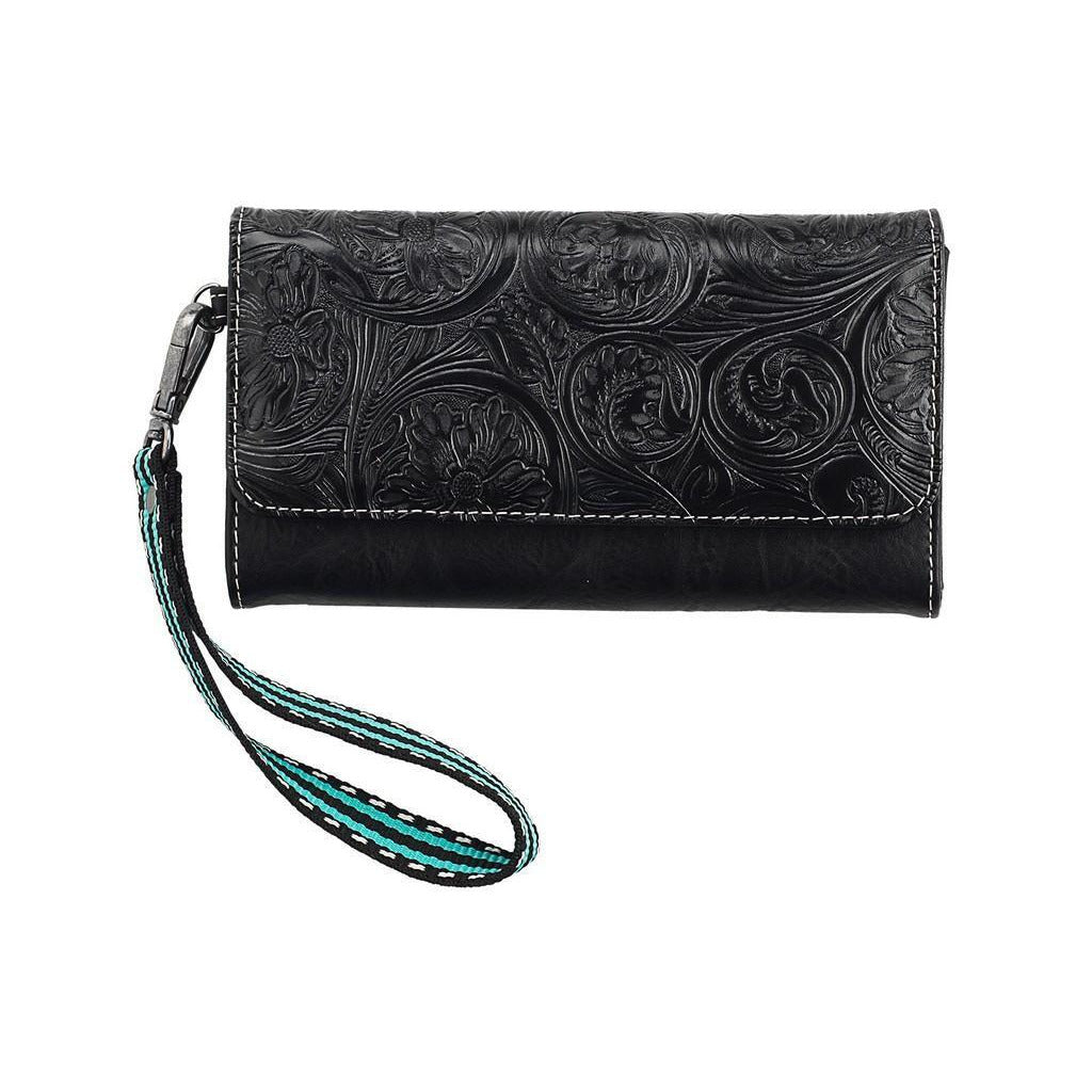 Nocona Women's Amelia Black Floral Embossed Wallet