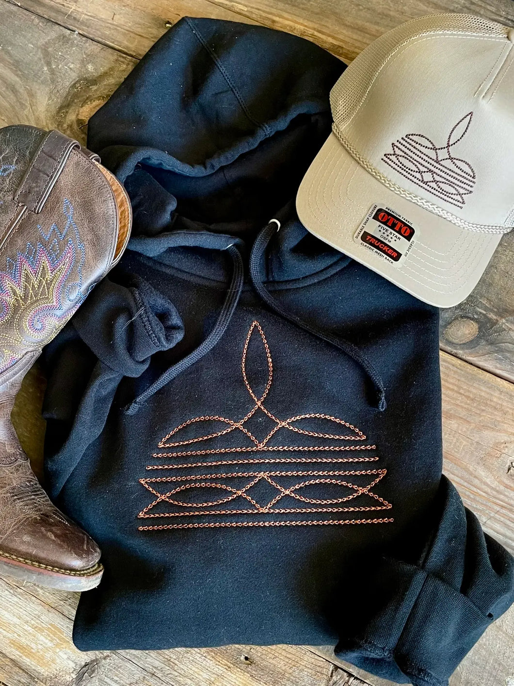 Boot Stitch Embroidered Hoodie
