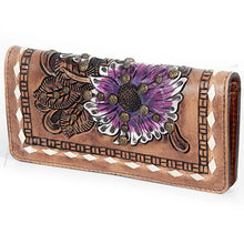 Load image into Gallery viewer, Purple Tooled Floral Wallet
