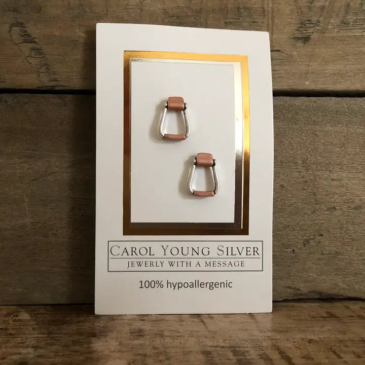 Carol Young Silver Saddle Western Stirrup Earrings / Post On Card