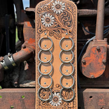 Load image into Gallery viewer, Genuine Western Tooled Leather Wild Rag Scarf Display Holder Keeper
