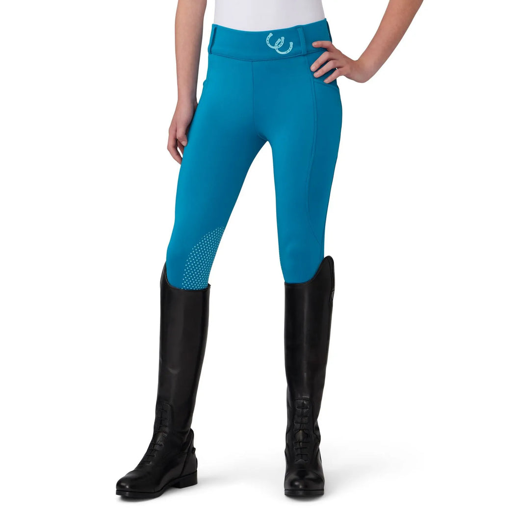 Equistar Kids' Active Rider Performance Tights - Crystal Teal