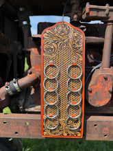 Load image into Gallery viewer, Genuine Western Tooled Leather Wild Rag Scarf Display Holder Keeper
