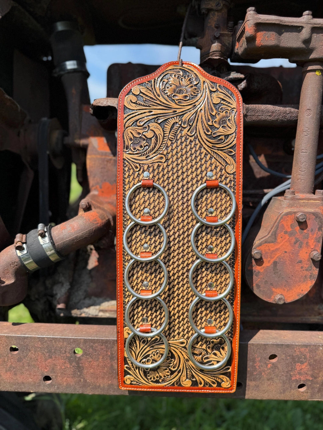 Genuine Western Tooled Leather Wild Rag Scarf Display Holder Keeper ...