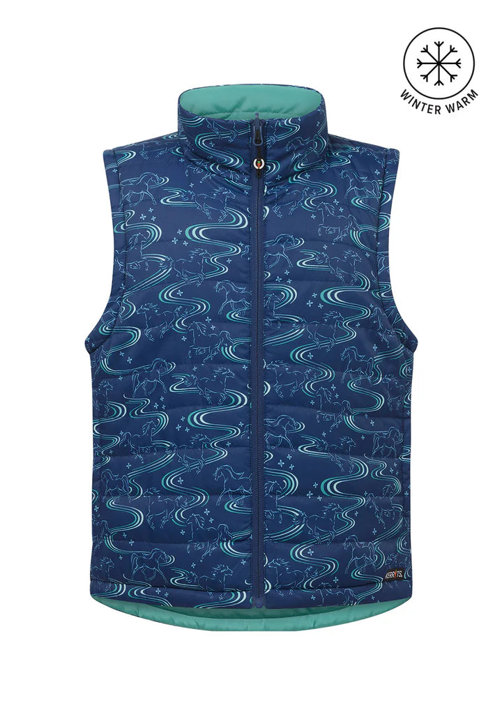 Kerrits Kids Ride the Wind Reversible Quilted Riding Vest - Aqua