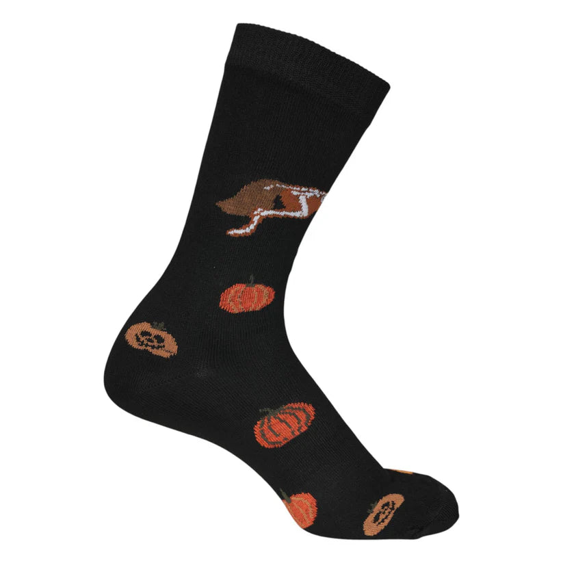 Dapplebay Pumpkin Jumper Knit Crew Socks-Black
