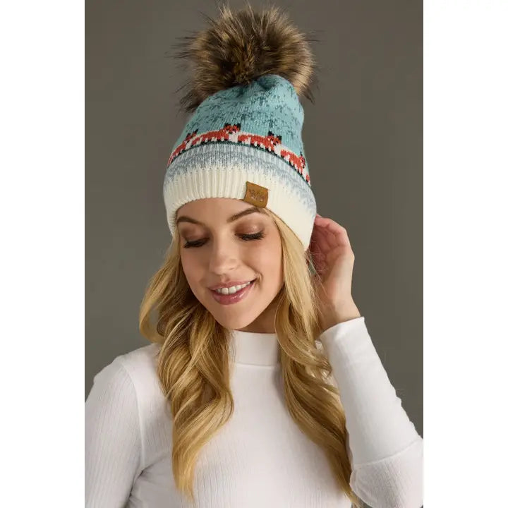 Pom Knit Fox Winter Hat