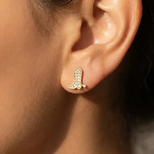 Load image into Gallery viewer, Sterling Silver Dipped Pave Cz Boot Stud Earrings
