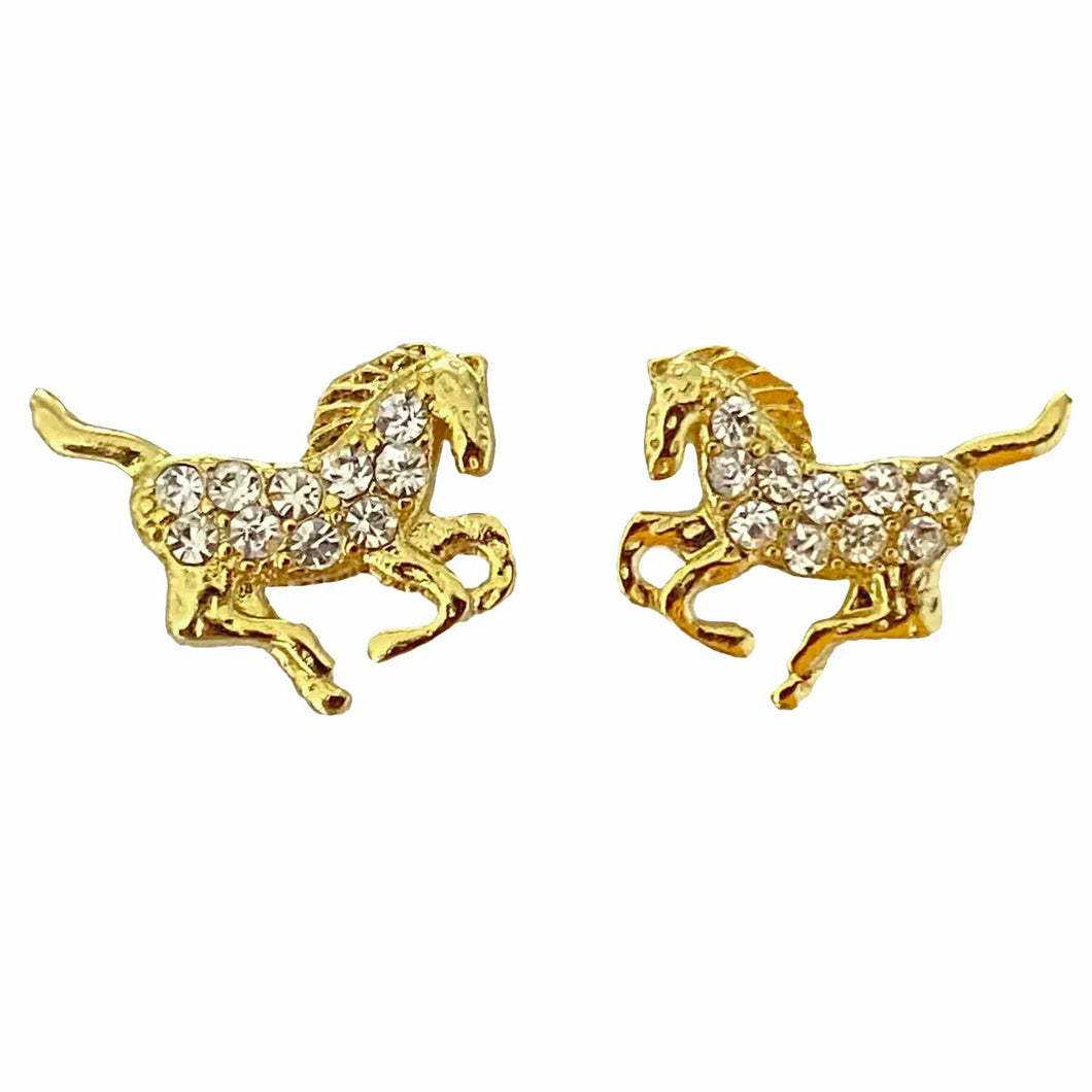 AWST Kid's Genuine Gold Plated Galloping Horse Earrings