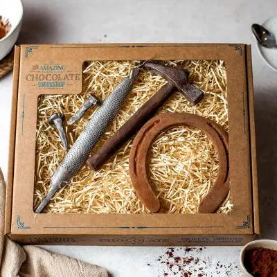 Chocolate Horse Riding & Farriers Set - Horseshoe, Hammer, File & Tacks Gift Box