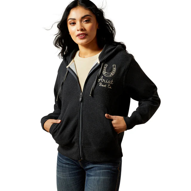 Ariat Stitched Full Zip Hoodie - Charcoal Heather