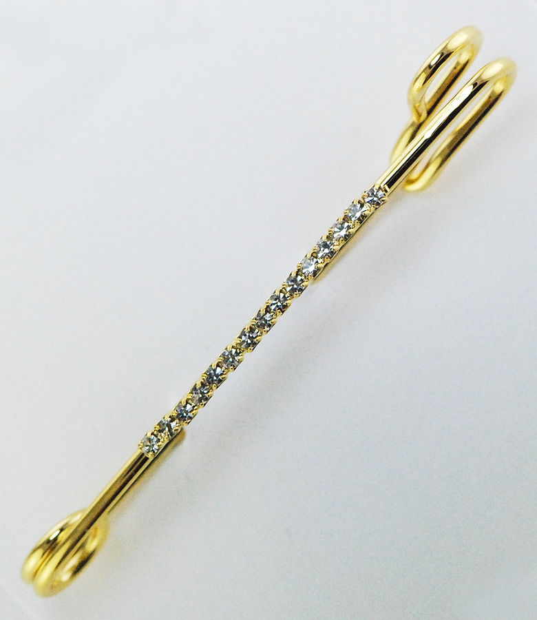 CRYSTAL RHINESTONE STRIP ON LARGE STOCK PIN gold tone