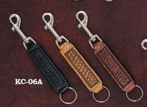 Leather Basket Weave Tooled Key Chain