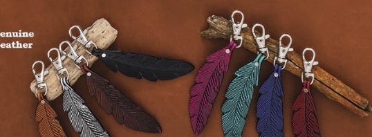 Leather Feather Key Chain