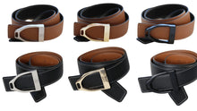 Load image into Gallery viewer, Black/Chestnut Reversible Leather Belt Strap with buckle
