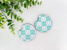 Load image into Gallery viewer, Checkered Equestrian Neoprene Car Coasters – Set of 2
