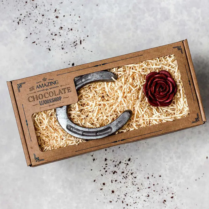 Chocolate Pony Shoe & Red Rose Gift Box