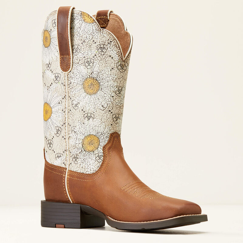 Round Up Wide Square Toe Western Boot Daisy