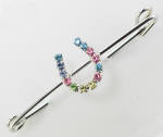 PASTEL RHINESTONE HORSESHOE ON MEDIUM STOCK PIN