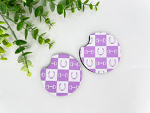 Load image into Gallery viewer, Checkered Equestrian Neoprene Car Coasters – Set of 2
