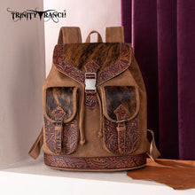 Load image into Gallery viewer, Trinity Ranch Genuine Hair-On Cowhide Tooled Backpack - Brown
