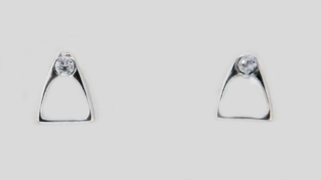 Finishing Touch Mini Stirrup with Czech Crystal Stone Earring Imitation Rhodium Finish