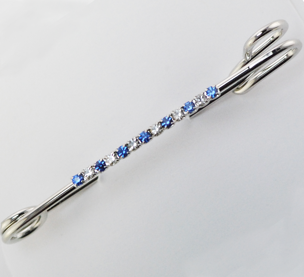 SAPPHIRE/CRYSTAL RHINESTONE STRIP ON LARGE STOCK PIN