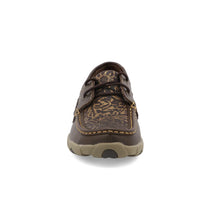 Load image into Gallery viewer, Twisted X Women&#39;s Boat Shoe Driving Moc-Brown Embossed Flower
