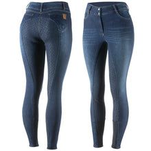 Load image into Gallery viewer, Horze Kaia Womens High Waist Denim Silicone Full Seat Breeches
